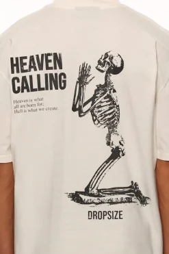 HEAVY OVERSIZE HEAVEN CALLING T-SHIRT CREAM WHITE