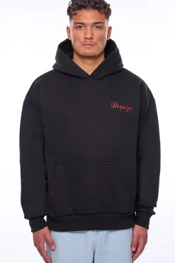 HEAVY OVERSIZE HEAVEN ROSES HOODIE BLACK
