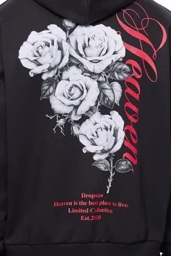 HEAVY OVERSIZE HEAVEN ROSES HOODIE BLACK