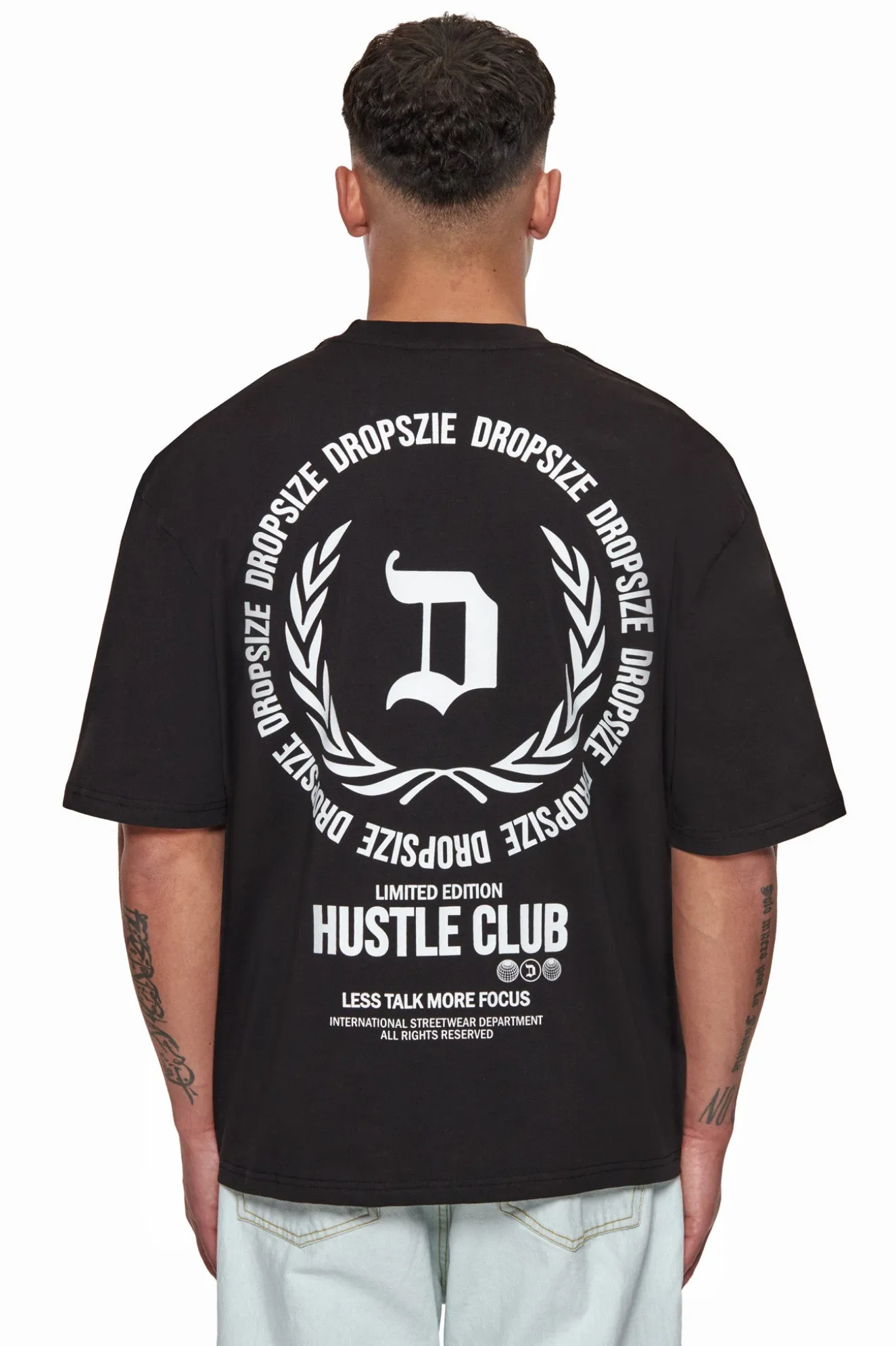 HEAVY OVERSIZE HUSTLE CLUB CIRCLE T-SHIRT BLACK