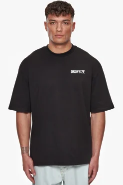 HEAVY OVERSIZE HUSTLE CLUB CIRCLE T-SHIRT BLACK