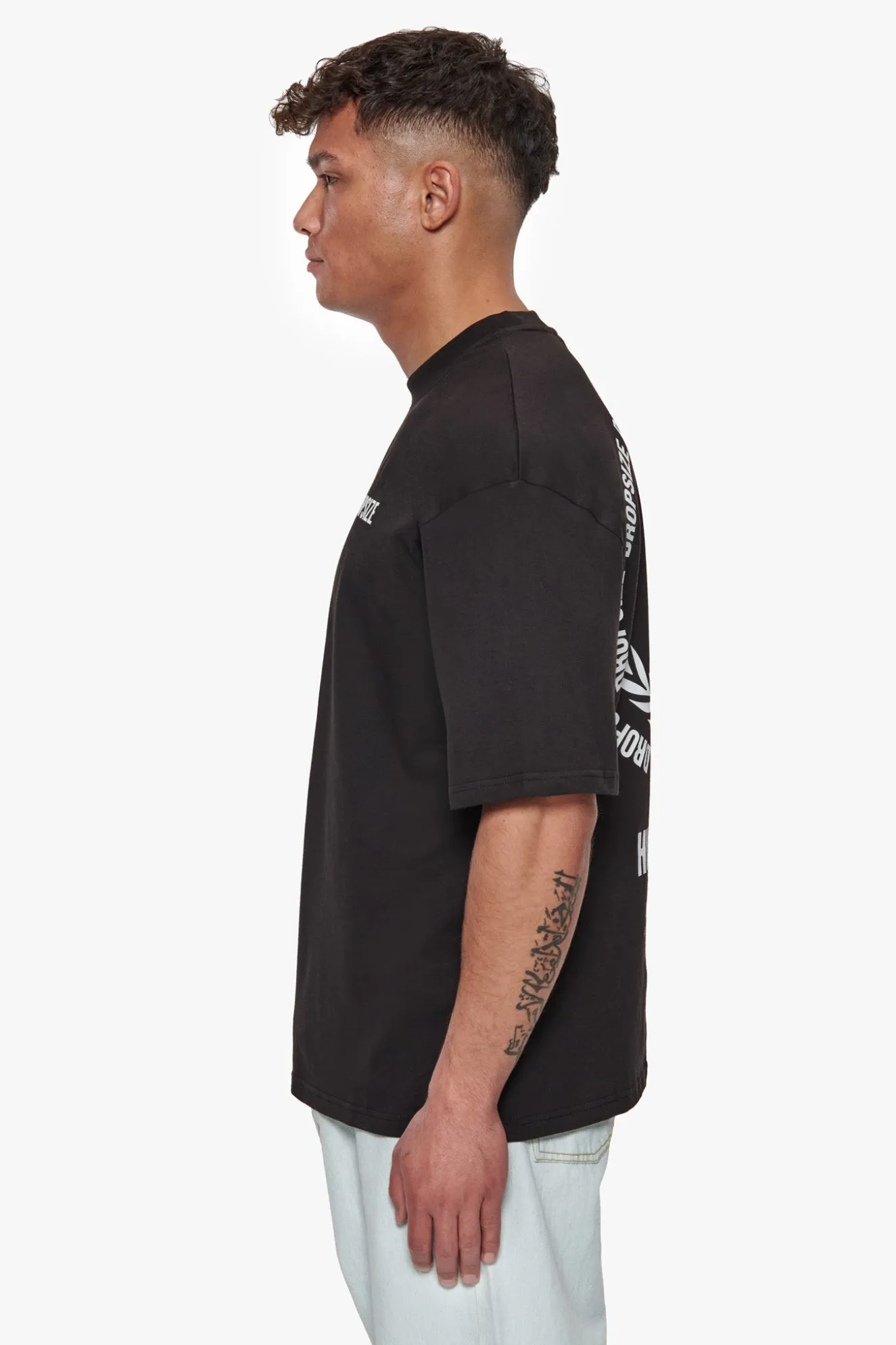 HEAVY OVERSIZE HUSTLE CLUB CIRCLE T-SHIRT BLACK
