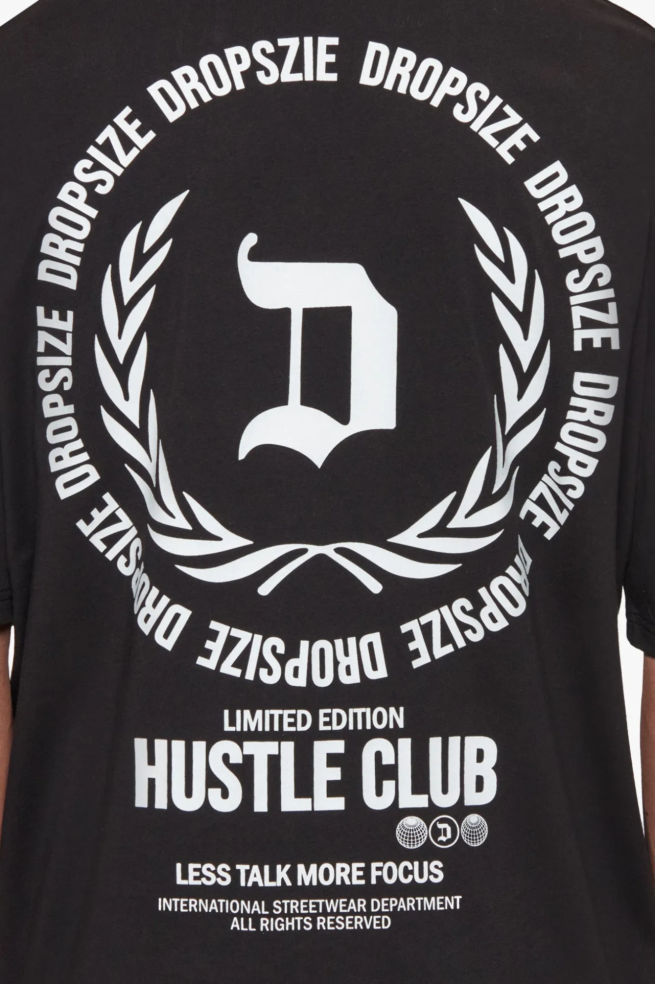 HEAVY OVERSIZE HUSTLE CLUB CIRCLE T-SHIRT BLACK