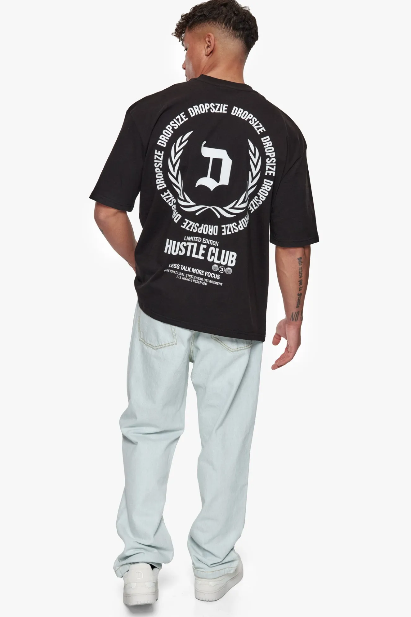 HEAVY OVERSIZE HUSTLE CLUB CIRCLE T-SHIRT BLACK