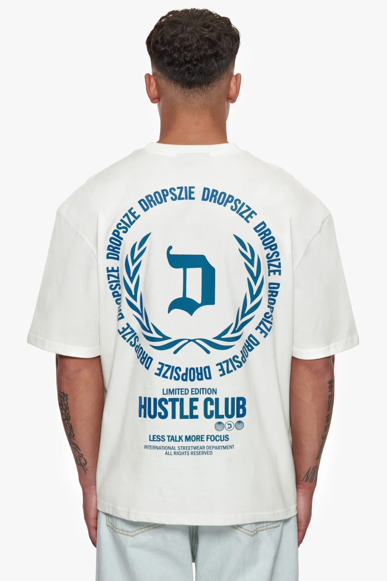 HEAVY OVERSIZE HUSTLE CLUB CIRCLE T-SHIRT CREAM