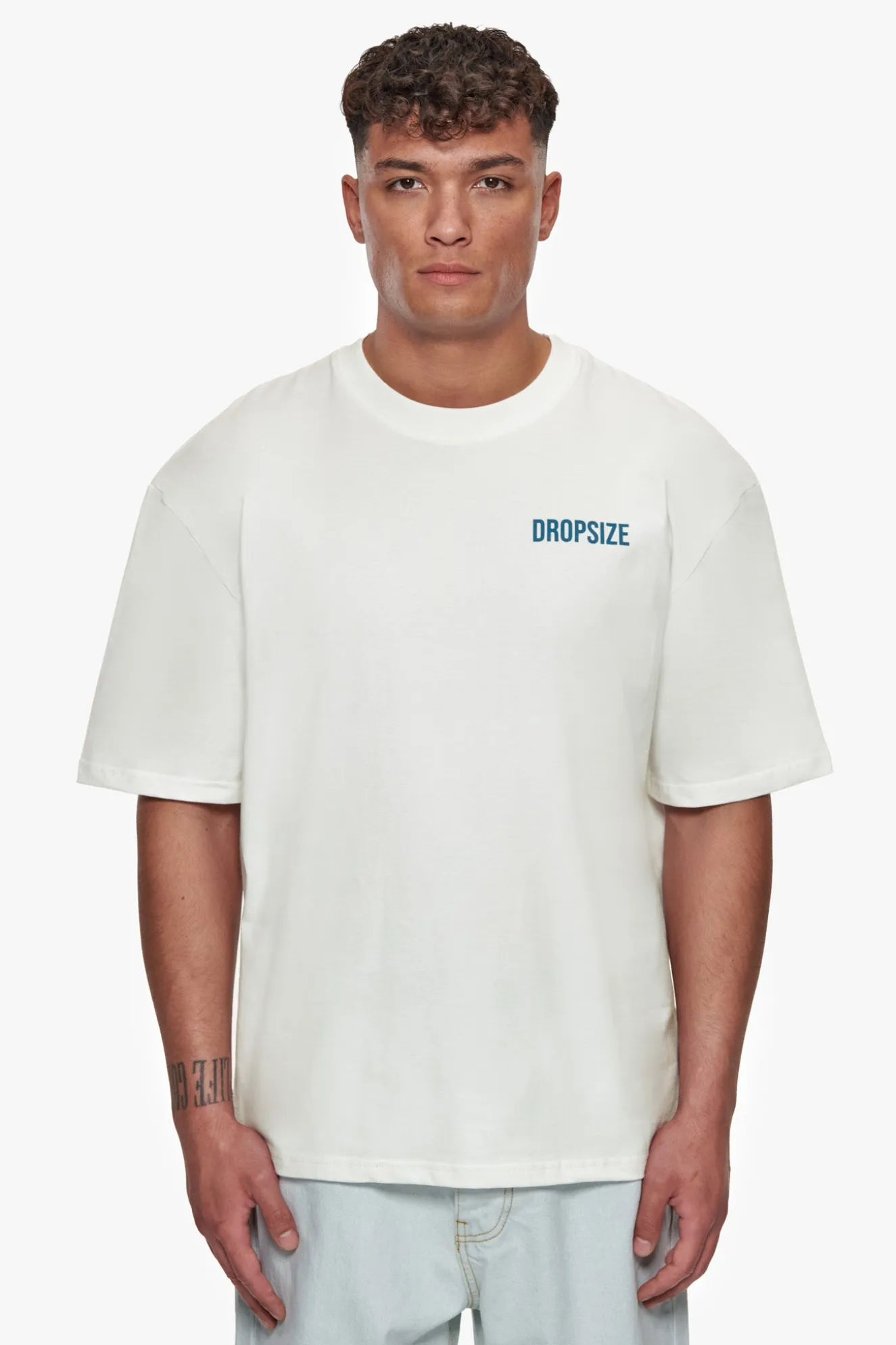HEAVY OVERSIZE HUSTLE CLUB CIRCLE T-SHIRT CREAM