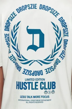 HEAVY OVERSIZE HUSTLE CLUB CIRCLE T-SHIRT CREAM