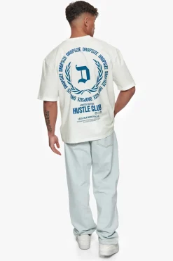 HEAVY OVERSIZE HUSTLE CLUB CIRCLE T-SHIRT CREAM