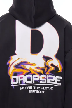 HEAVY OVERSIZE HUSTLE HOODIE BLACK