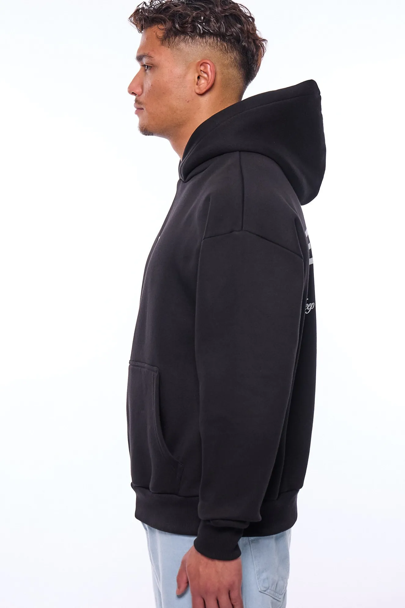 HEAVY OVERSIZE KEEP MOVING HOODIE BLACK