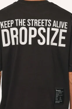 HEAVY OVERSIZE KEEP THE STREETS T-SHIRT BLACK