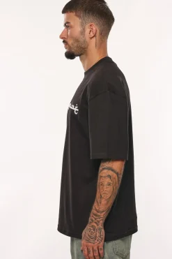 HEAVY OVERSIZE KUFI LOGO T-SHIRT BLACK