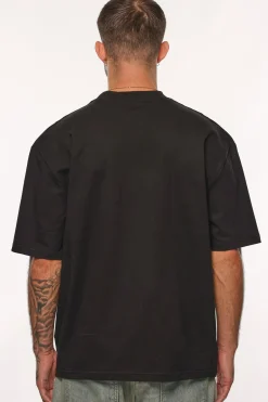 HEAVY OVERSIZE KUFI LOGO T-SHIRT BLACK