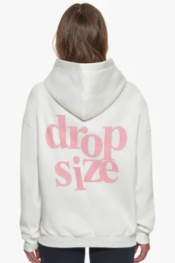 HEAVY OVERSIZE LADIES LETTERS HOODIE CREAM / PINK
