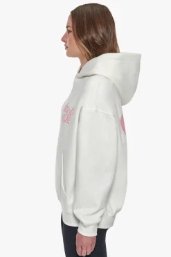 HEAVY OVERSIZE LADIES LETTERS HOODIE CREAM / PINK