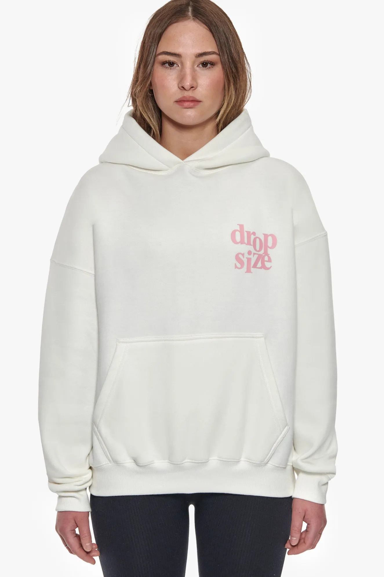 HEAVY OVERSIZE LADIES LETTERS HOODIE CREAM / PINK