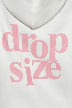 HEAVY OVERSIZE LADIES LETTERS HOODIE CREAM / PINK