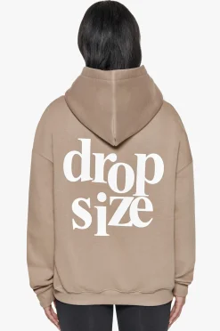 HEAVY OVERSIZE LADIES LETTERS HOODIE SILVER MINK / WHITE