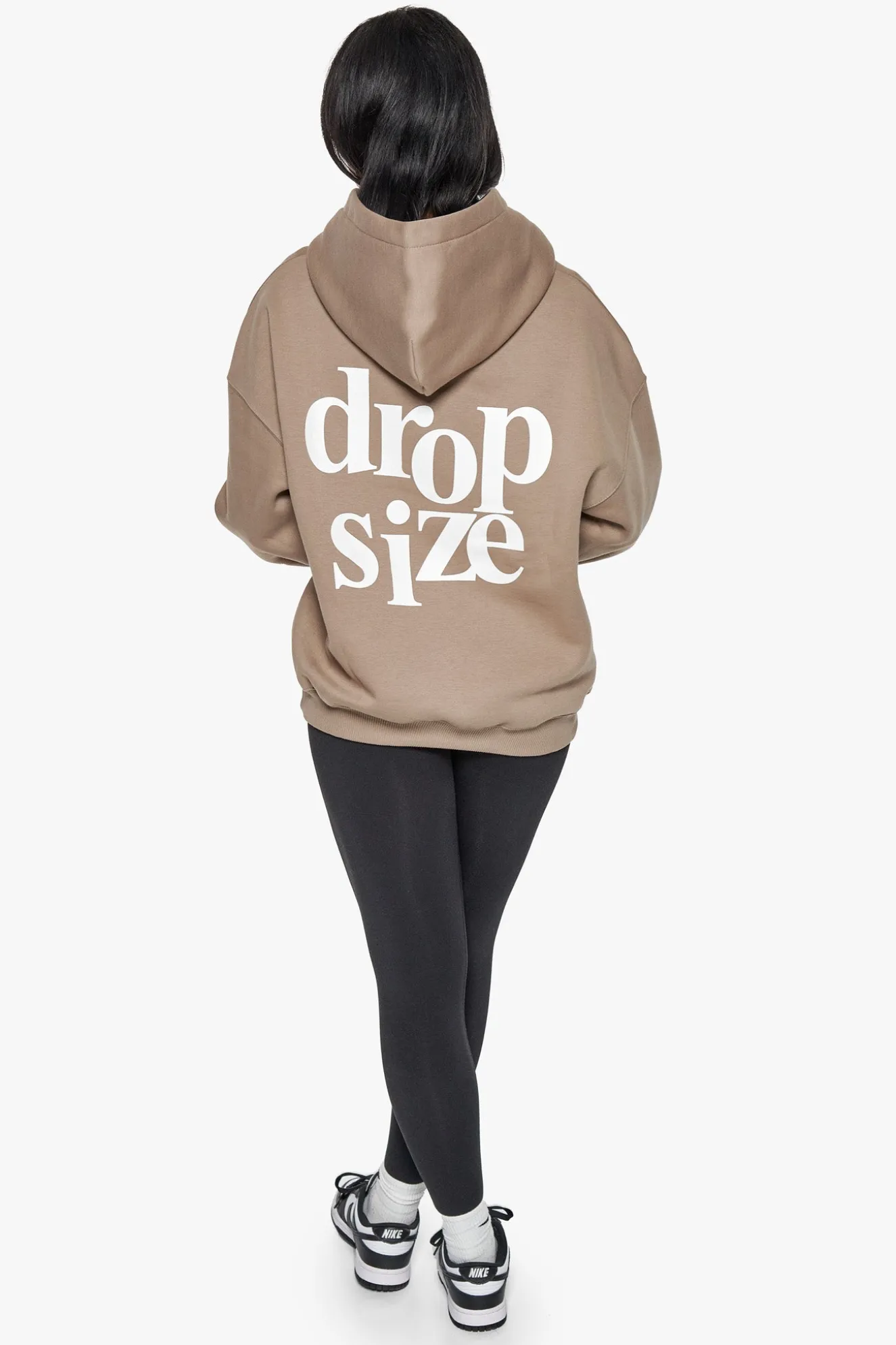 HEAVY OVERSIZE LADIES LETTERS HOODIE SILVER MINK / WHITE