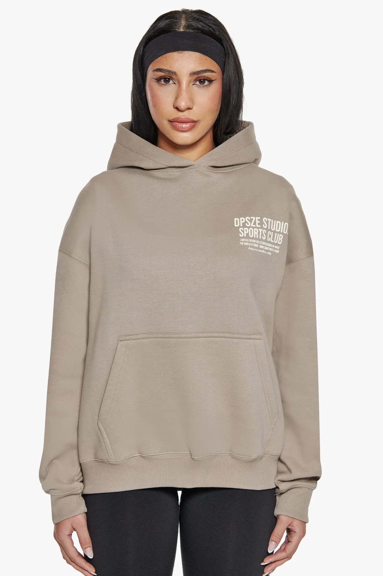 HEAVY OVERSIZE LADIES SPORTSCLUB HOODIE BEIGE