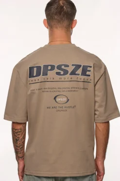 HEAVY OVERSIZE LESS TALK T-SHIRT SIMPLE TAUPE