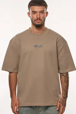 HEAVY OVERSIZE LESS TALK T-SHIRT SIMPLE TAUPE