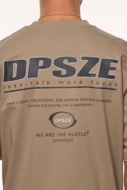 HEAVY OVERSIZE LESS TALK T-SHIRT SIMPLE TAUPE