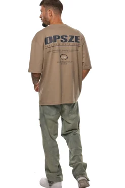 HEAVY OVERSIZE LESS TALK T-SHIRT SIMPLE TAUPE