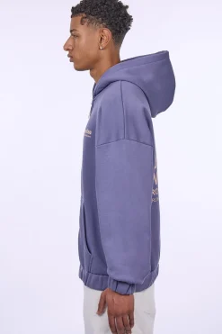 HEAVY OVERSIZE LIMITED ZIP-HOODIE BLUE GRANITE