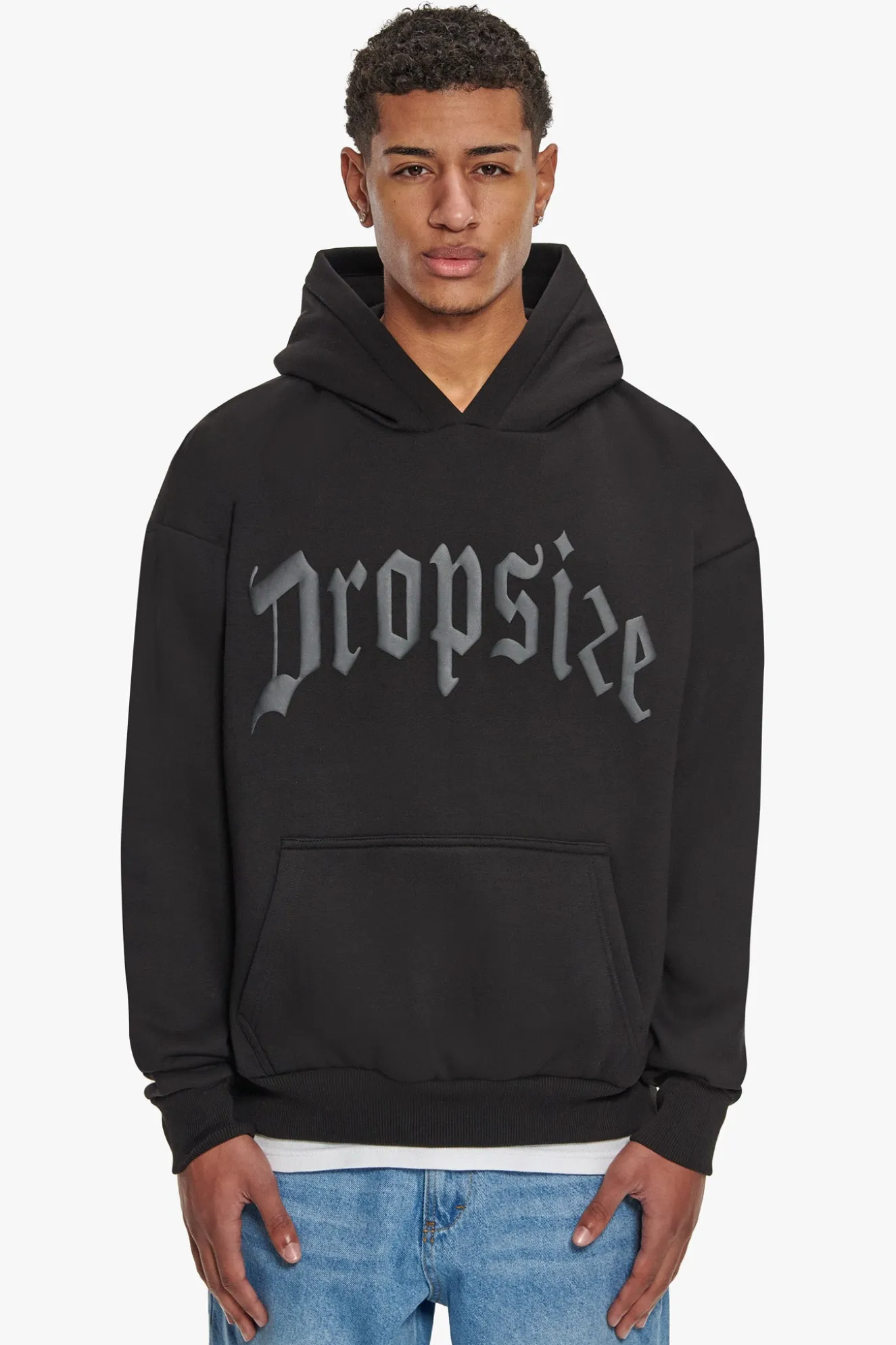 HEAVY OVERSIZE LOGO BUFFER PRINT HOODIE BLACK
