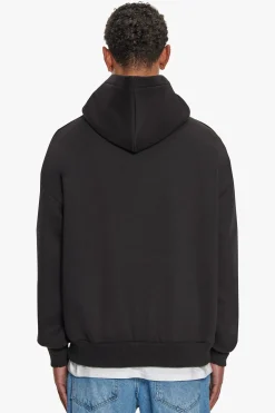 HEAVY OVERSIZE LOGO BUFFER PRINT HOODIE BLACK