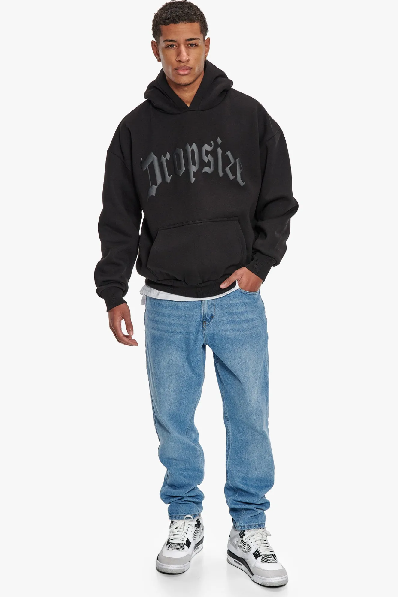 HEAVY OVERSIZE LOGO BUFFER PRINT HOODIE BLACK