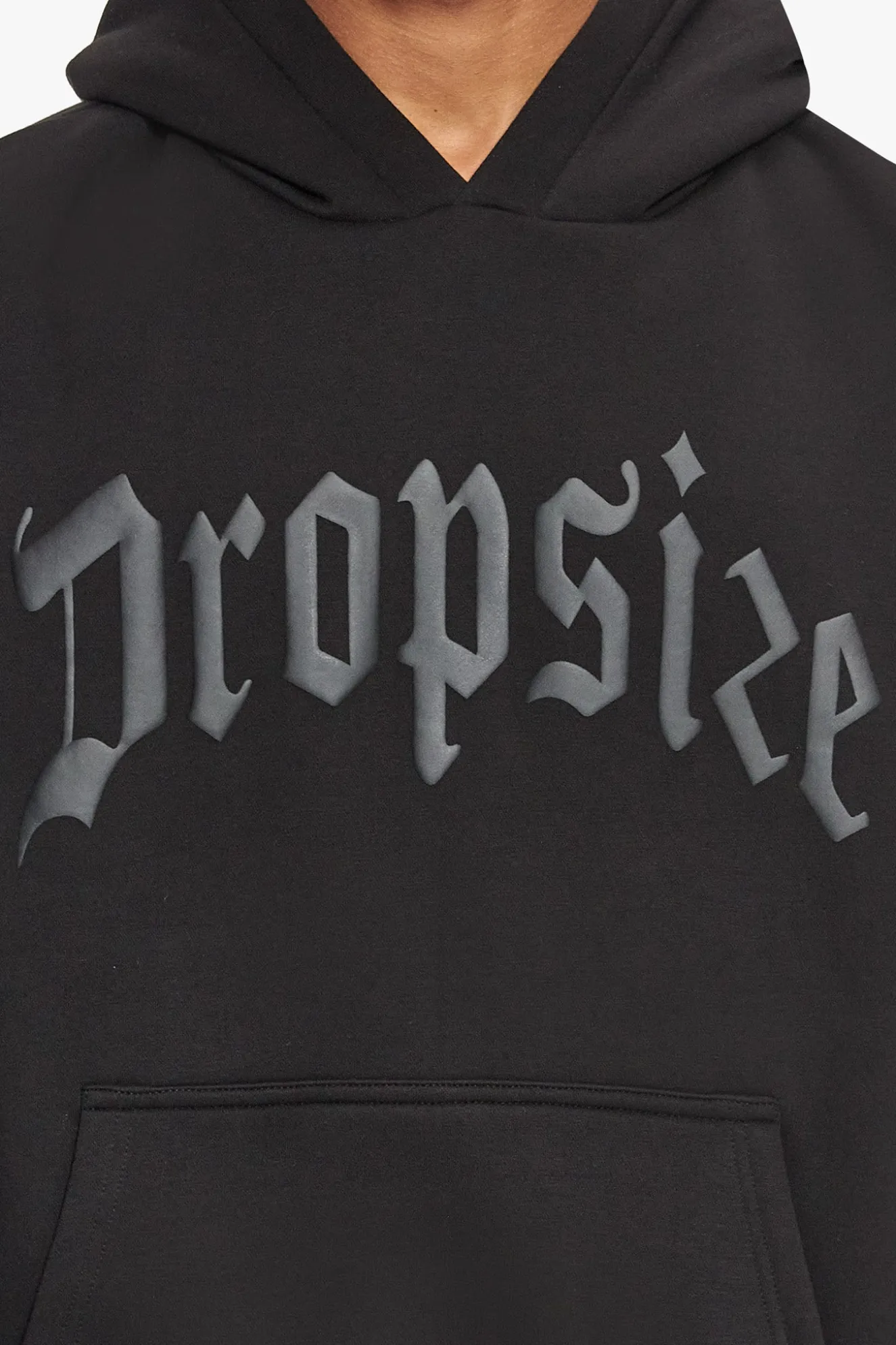 HEAVY OVERSIZE LOGO BUFFER PRINT HOODIE BLACK