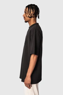 HEAVY OVERSIZE LOGO BUFFER PRINT T-SHIRT WASHED BLACK