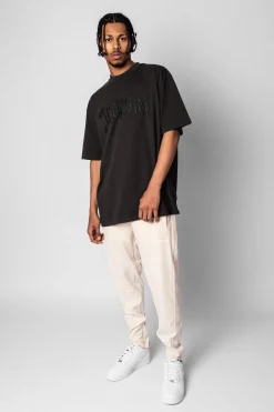 HEAVY OVERSIZE LOGO BUFFER PRINT T-SHIRT WASHED BLACK