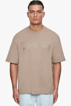 HEAVY OVERSIZE LOGO PUFFER PRINT T-SHIRT WEATHERED TEAK