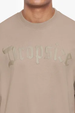 HEAVY OVERSIZE LOGO PUFFER PRINT T-SHIRT WEATHERED TEAK
