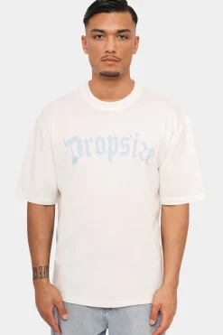 HEAVY OVERSIZE LOGO T-SHIRT CREAM WHITE/ BABY BLUE