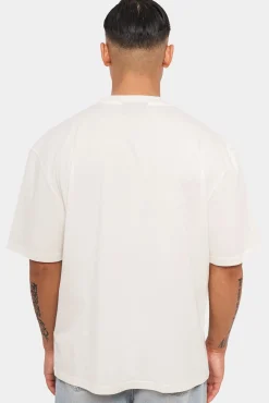 HEAVY OVERSIZE LOGO T-SHIRT CREAM WHITE/ BABY BLUE