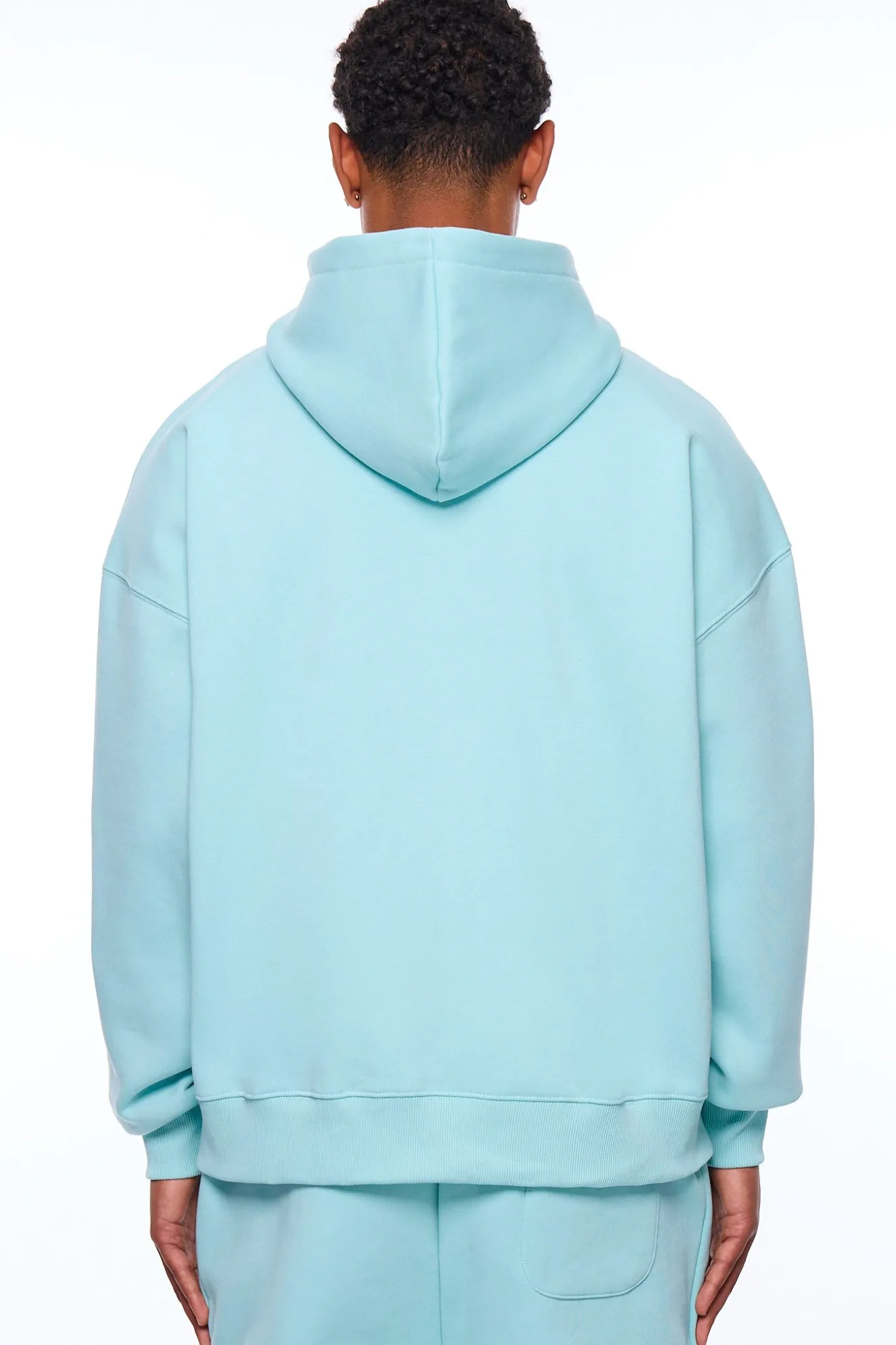 HEAVY OVERSIZE LOGO ZIP HOODIE TURQUOISE