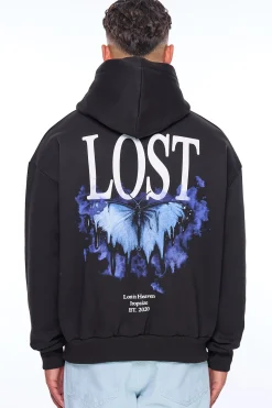 HEAVY OVERSIZE LOST BUTTERFLY HOODIE BLACK