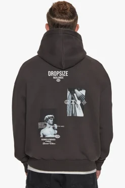 HEAVY OVERSIZE MARBLE WORLDWIDE HOODIE WASHED BLACK