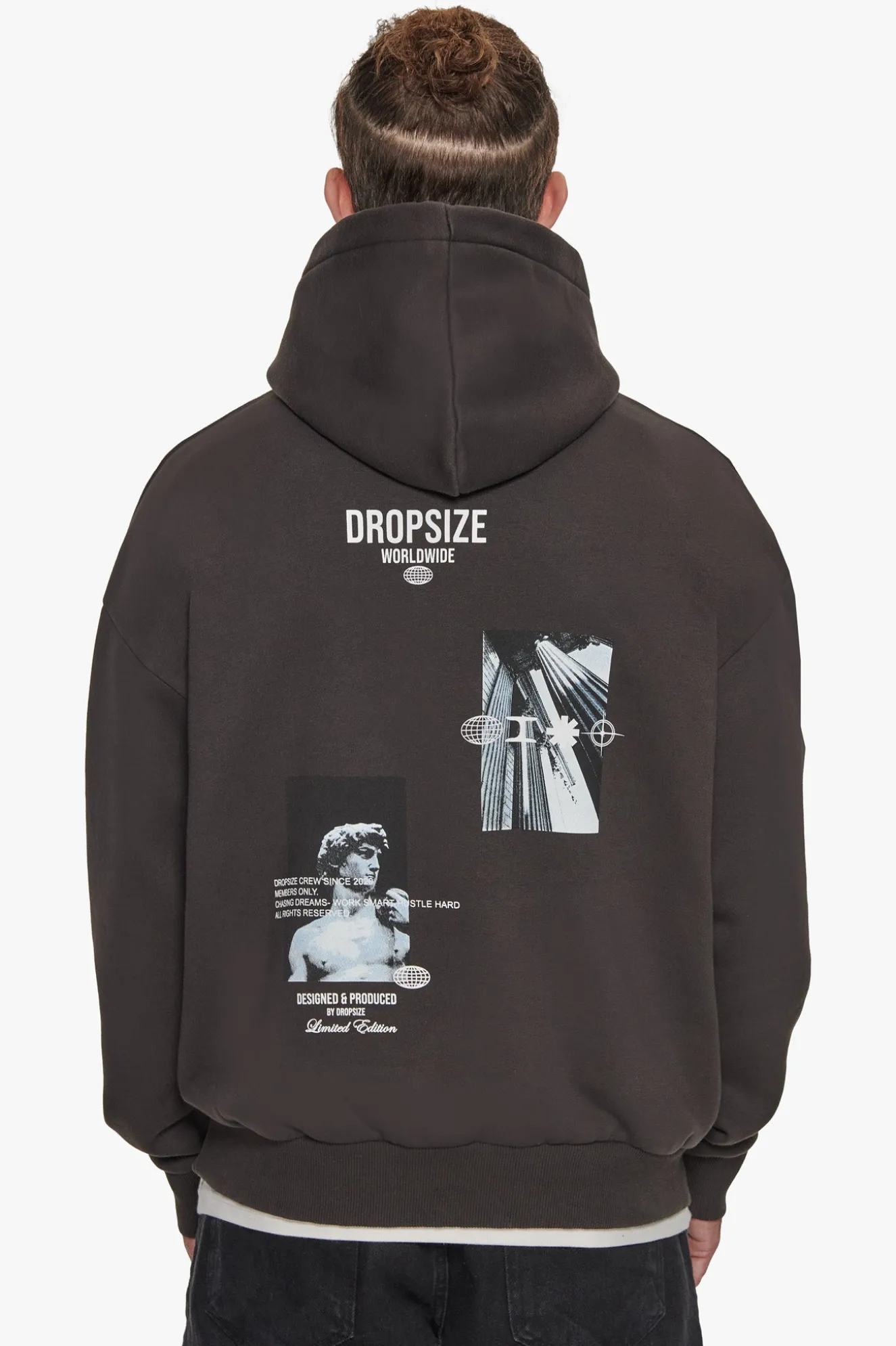 HEAVY OVERSIZE MARBLE WORLDWIDE HOODIE WASHED BLACK