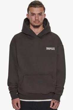 HEAVY OVERSIZE MARBLE WORLDWIDE HOODIE WASHED BLACK