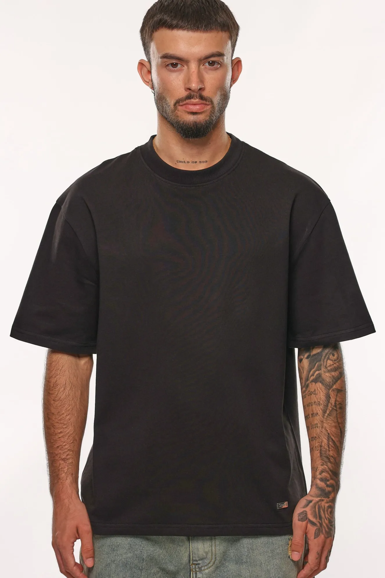 HEAVY OVERSIZE METAL PATCH BASIC T-SHIRT ANTHRACITE