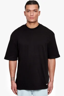HEAVY OVERSIZE METAL PATCH BASIC T-SHIRT BLACK