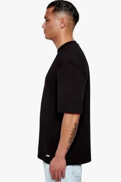 HEAVY OVERSIZE METAL PATCH BASIC T-SHIRT BLACK