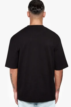 HEAVY OVERSIZE METAL PATCH BASIC T-SHIRT BLACK