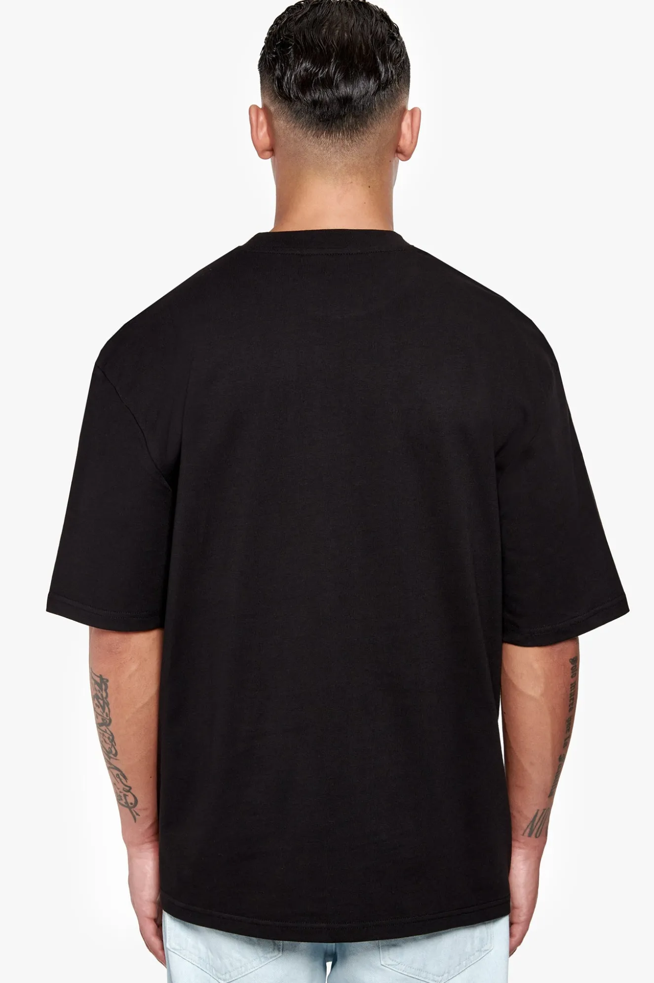 HEAVY OVERSIZE METAL PATCH BASIC T-SHIRT BLACK