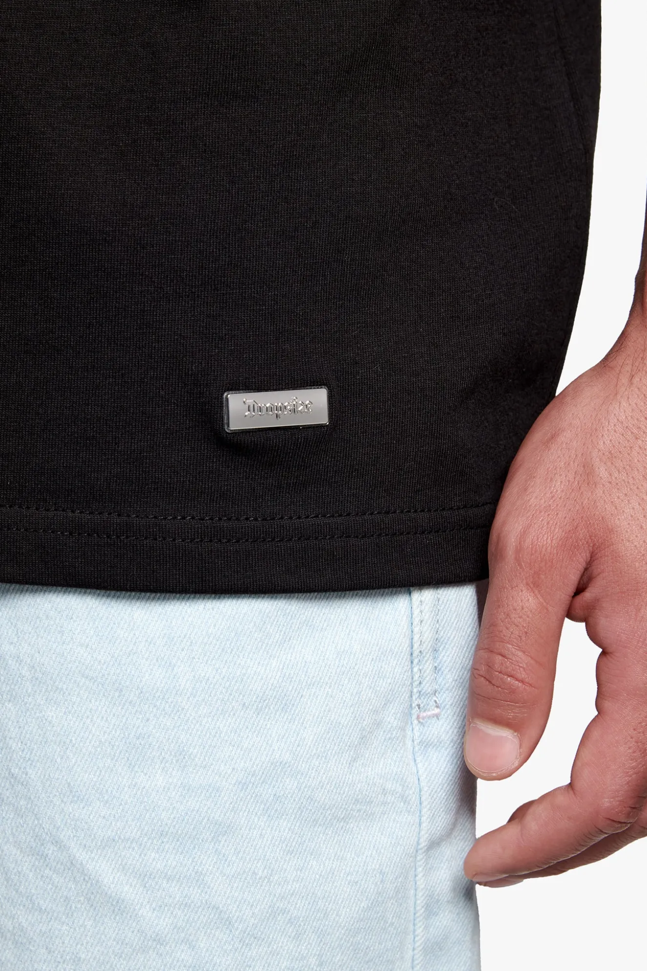 HEAVY OVERSIZE METAL PATCH BASIC T-SHIRT BLACK